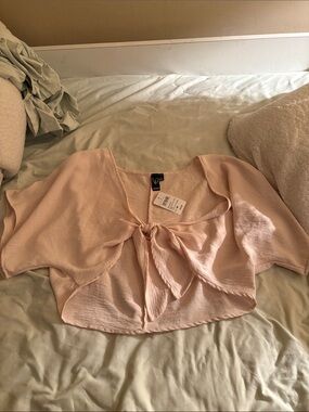 Windsor Blush Pink Tie-Front Crop Top